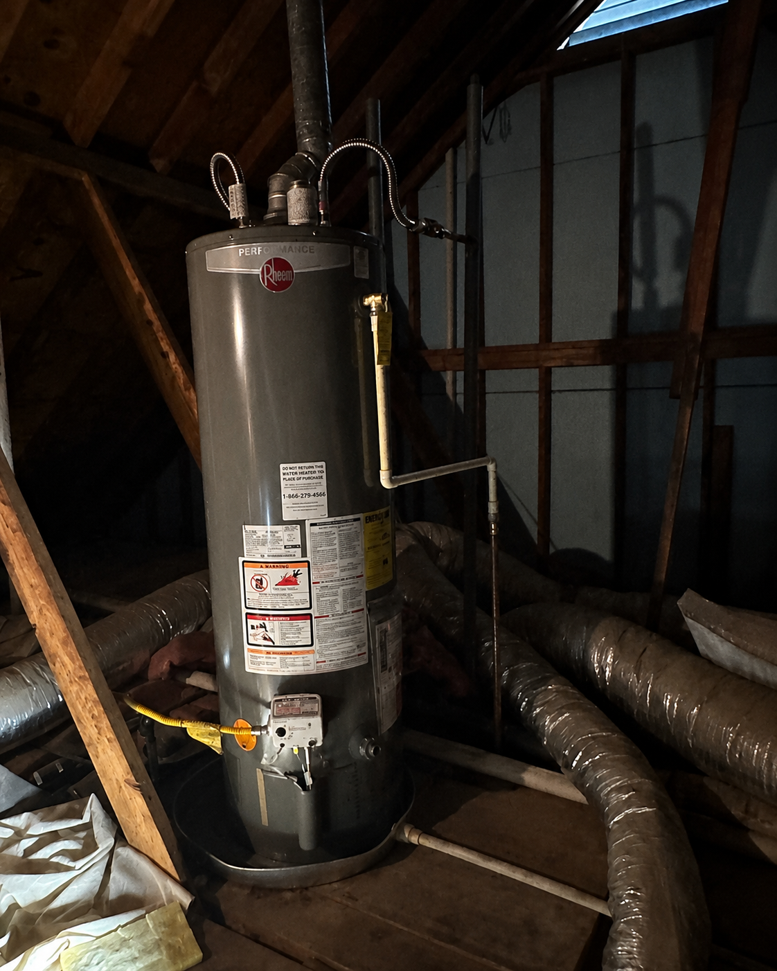 Newly installed water heater connection